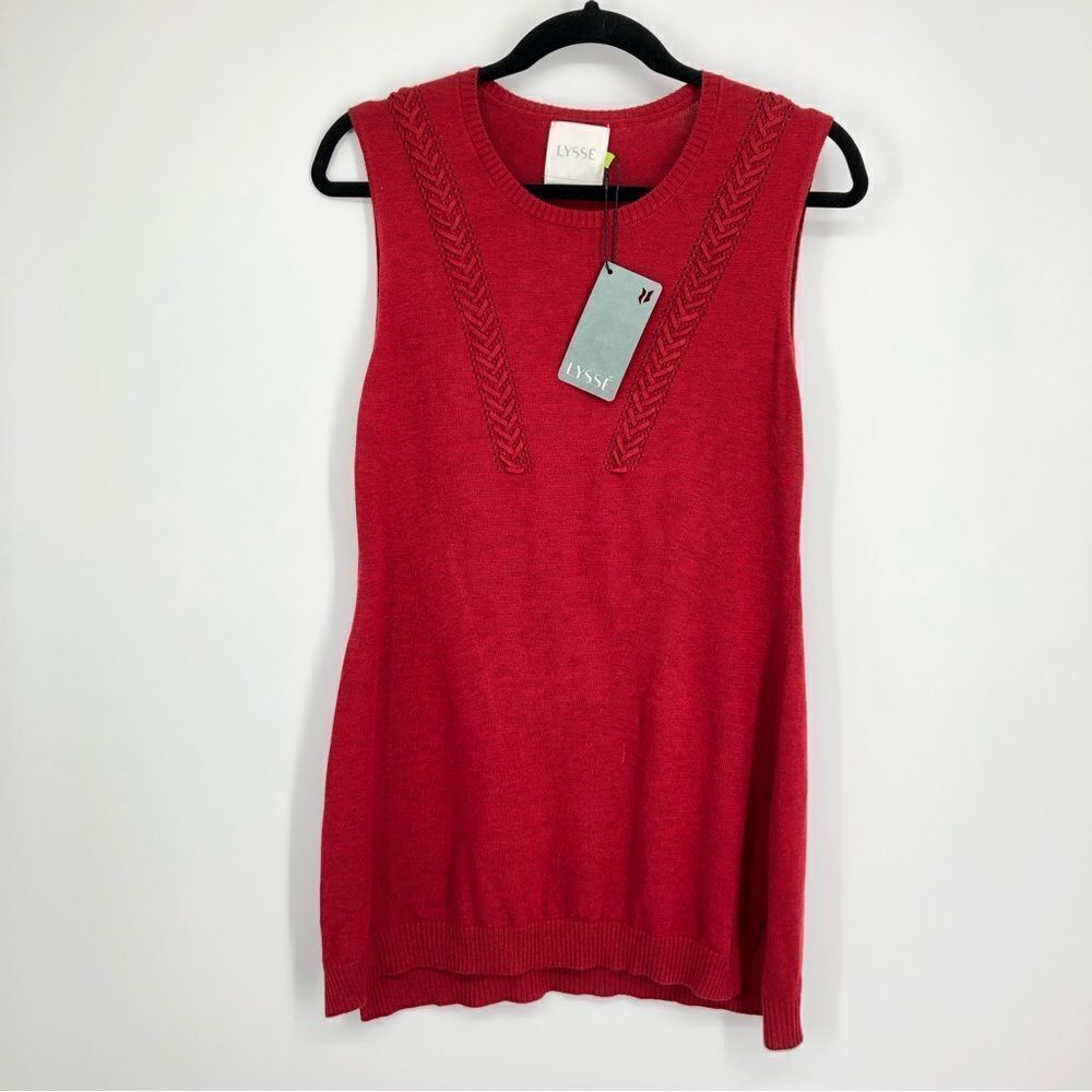 🆕 LYSSE Red Pullover Sweater Vest Womens Small NWT
